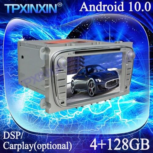 Android 10 4+128G For Ford Mondeo 2007-2010 Silver PX6 Carplay Multimedia Player Tape Recorder GPS Navi Auto Radio Head Unit DSP