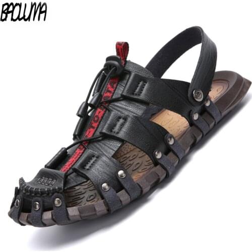 BAOLUMA Men's Leather Sandals