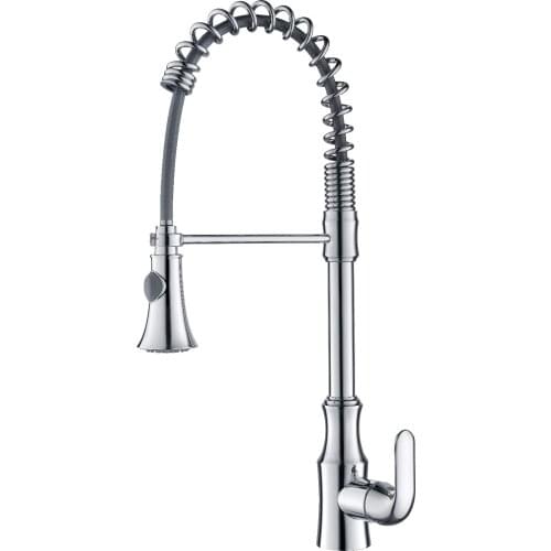 Free ship chrome color pull out kitchen faucet mixer tap Single hole /handle deck mounted Spring faucet