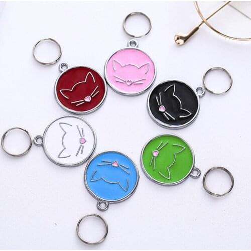 Dog Tags Engraved Cat Puppy Pet ID Name Dog Collar Tag Pendant Cat Face Pet Accessories