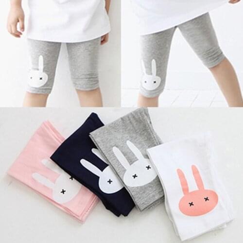 Girls Knee Length Leggings Baby Children Candy Color Basic Thin Rabbit Kids Pants
