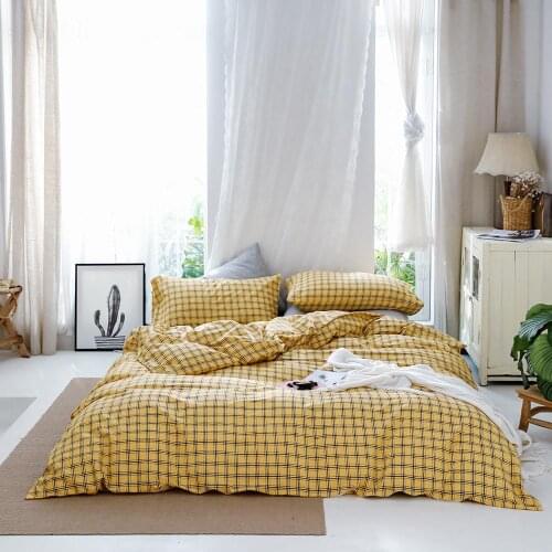 WUJIE Europe Style Duvet Cover Set Grid Bedding Set with Pillowcases Fade Resistant Bedcloth Home Textile Twin/Full/Queen/King
