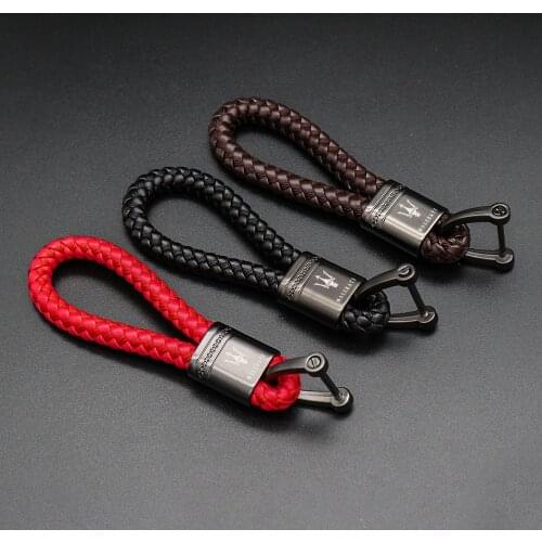 Leather key ring For Maserati Quattroporte Ghibli LevantePortable metal leather car key chain with the latest fashion key chain