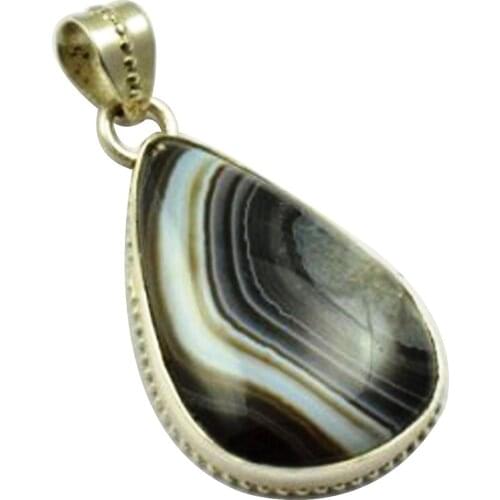 Lovegem Nature Botswana Agate Pendant 925 Sterling Silver, 41 mm, MHBAP4921