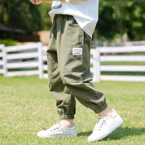 Fashion Boys Linen Pleated Pants 2021 Baby Boys Summer Cotton Baggy Harem Pants Kids Clothes Children Casual Sweatpants Trousers