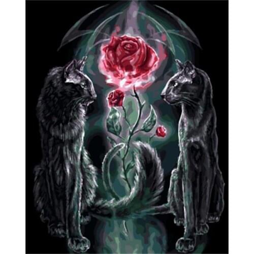 DRAWJOY Rose Framed DIY Painting By Numbers On Canvas Painting And Calligraphy Wall Art For Living Room For Home Decor