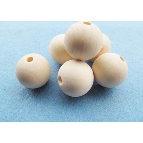 50pcs Good Quality 22mm Unfinished Round Ball Natural Wood Spacer Beads Charm Finding, DIY Accessory Jewelry Making