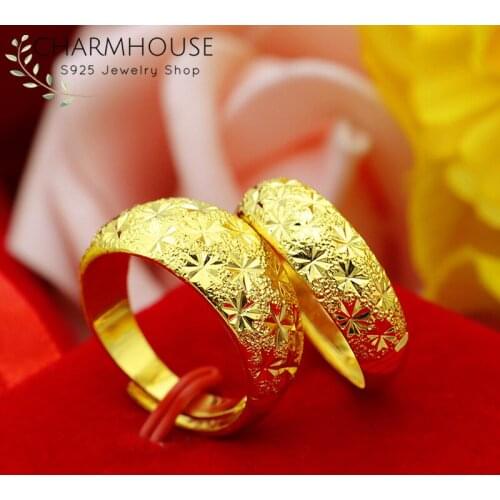 Charmhouse Wedding Rings For Women Pure Yellow Gold Color GP Full Star Finger Ring Adjustable High Quality Engagement Bague Anel