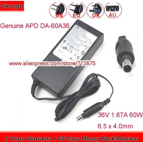 Genuine 36V 1.67A Asian Power DEVICES APD DA-60A36 AC Adapter for KODAK PRINTER SCANNER VP-09500084-000