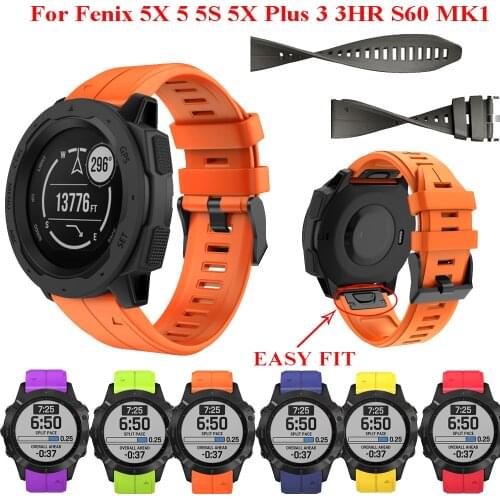 26 22 20MM Watchband Strap for Garmin Fenix 5X 5X Plus 6 6Pro 6X 6XPro 6S Watch Quick Release Silicone Easyfit Wrist Band Strap