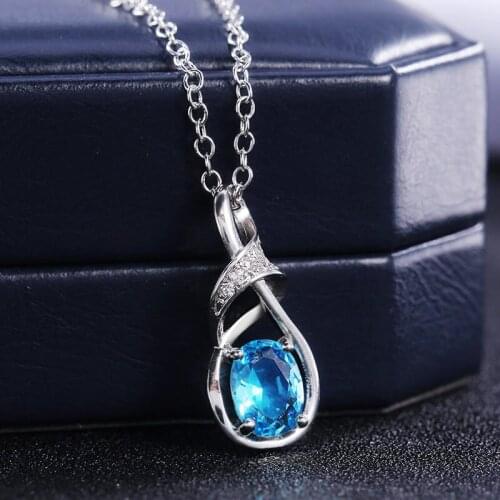 Luxury Oval Stone Pendent Necklace Women Wedding Engagement Party Accessories Simple Shape Trendy Jewelry Birthday Gift