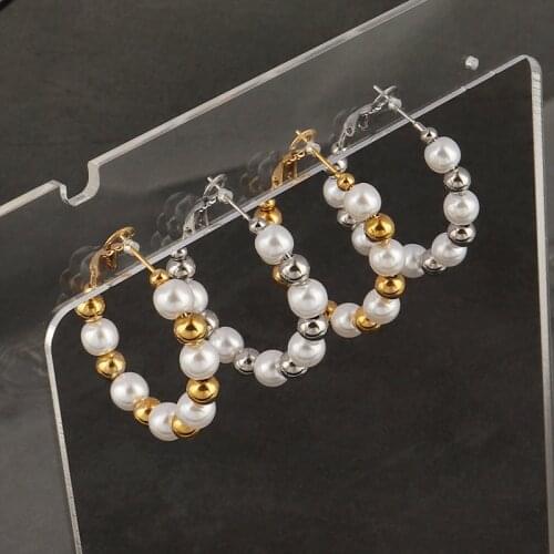 Earrings Pearl Earrings Gold Stainless Steel Earrings For Women Gold Earrings Hoops Earrings Pearl Charm Earrings