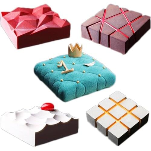 Silicone Mousse Cake Mold Diamond Peak Square Twill Square Hill 3D Cupcake Jelly Cookie Mini Muffin Soap Maker DIY Baking Tools