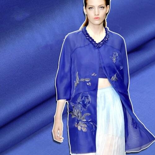 Blue silk fabric transparent silk organza fabric crisp silk fabric for dress solid color tulle fabric wholesale silk cloth