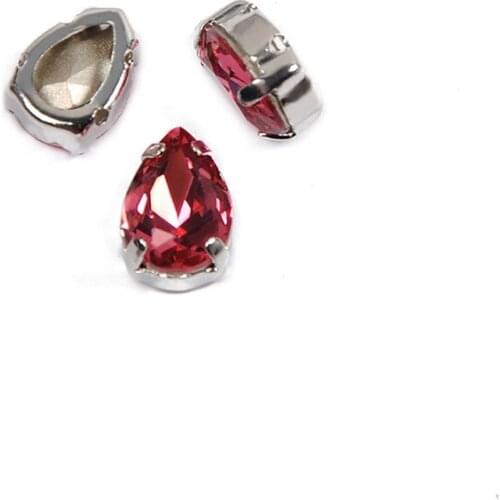 CTPA3bI Rose Crystal Drop Shape Loose or With Strass Rhinestones Sew On Glass Stones DIY Crown Jewelry Ring Pendant Dress