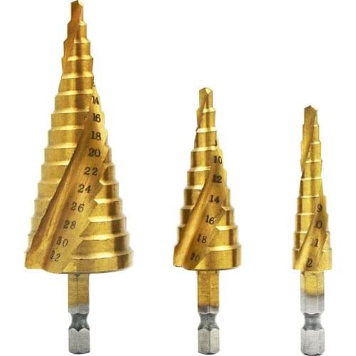 Titanium Coated Step Drill Bit For Metal Cone 4-32 4-20 4-12 Drilling Tools Metal Drills Wood Cutters Hole Metal Drill bits