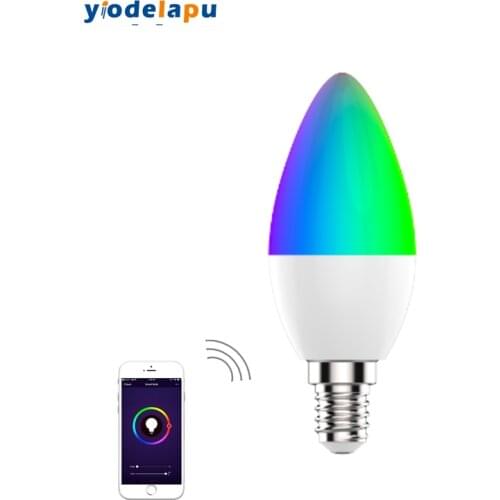 C37 Tuya Smart Wifi LED Bulb RGB 5W E14 Candle Chandeliers for Bedroom Dimmable Remote Control Work with Alexa Google Home