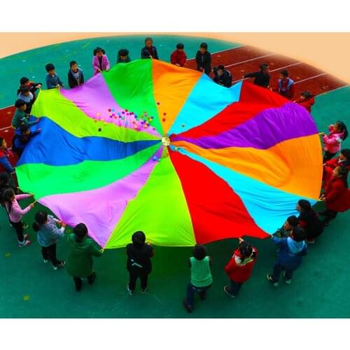 Outdoor Rainbow Umbrella Parachute Toy Diameter 2M/3M/3.6M/4M/5M/6M Jump-Sack Ballute Play For Kids Kindergarten game toys