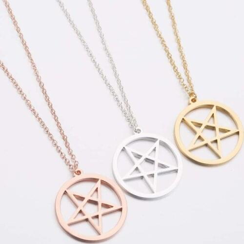 2020 gold chain on the neck womens star necklaces cute circle pendant stainless steel woman accessories fashion necklace jewelry