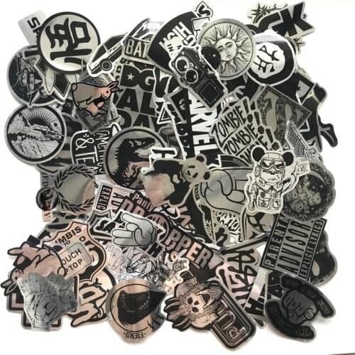 10/30/50/100PCS Imitating Metal Brand Logo Rock Band Stickers Car Skateboard Bike Laptop Motorcycle Phone Kid Toy Cool Sticker