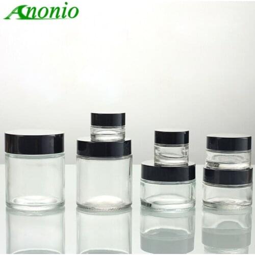 10PCS Refillable Bottle Travel Face Cream Lotion Cosmetic Container Clear Glass Empty Makeup Jar Pot Round Bottle Portable S080C