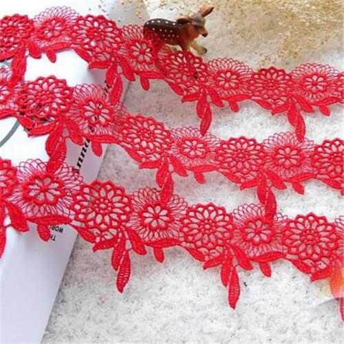 10Yds red polyester hollow out Polyester lace trim curtains sofa handmade diy wedding apparel accessories 5.5m