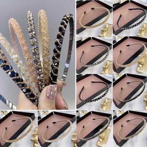 2021 Shiny Luxury Rhinestone Hair Band High Quality Diamond Pearls Hair Hoop Accessories for Women Crystal Headbands Ornaments