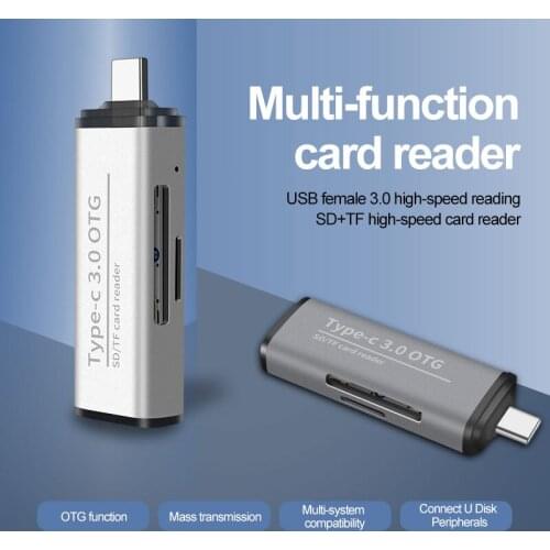 2021 Newest Type-C Multifunctional Card Reader USB3.0 High Speed Card Reader OTG Adapter For PC Support SD/TF Card Card Reader