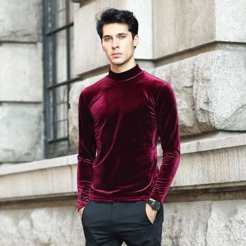 2020 Autumn Brand good quality mens velvet shirts,plus size fashion men velour blouse winter Turtlenecks shirt M-6XL 7XL