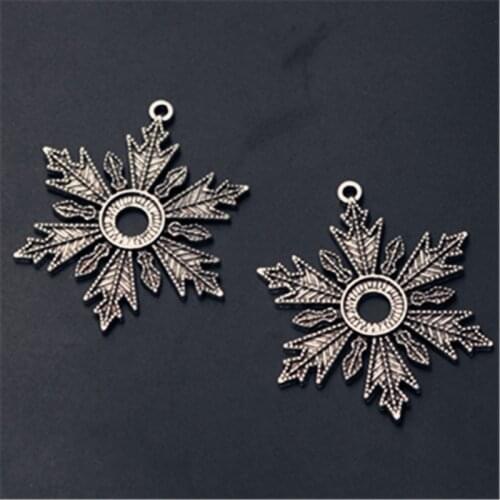 4pcs Antique Silver Plated 41mm Snowflake Charm Alloy Pendants Fashion Necklace Earrings DIY Metal Jewelry Findings A1028