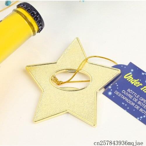 50pcs "Under the Stars" Bottle Opener Gold Metal Pentagram Beer Openers Wedding Birthday Baby Shower Favors and Gifts