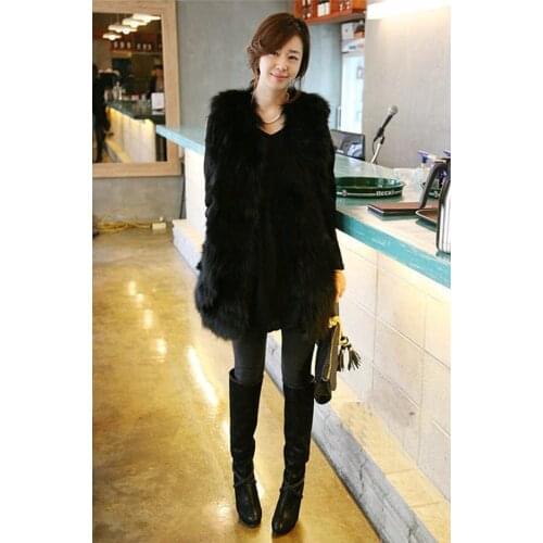 Free Shipping New Design Womens Long Nature real genuine Fox Fur vest Warm Coat Women jacket custom big size 80-120bust