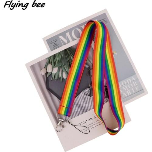 Flyingbee Rainbow Gay Lanyards Id Badge Holder Keychain ID Card Pass Gym Mobile Badge Holder Lanyard Key Holder X2028