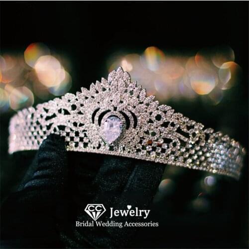 CC Wedding Crown Women Hair Accessories Bridal Headdress Engagement Jewelry Water Drop Shape Headpiece Tiaras and Crowns HS11