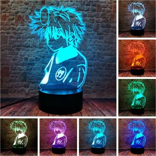 Killua Zoldyck Anime figures 3D Illusion LED Desk Nightlight Colorful Changing Sleeping Light Game Cartoon Figure toys