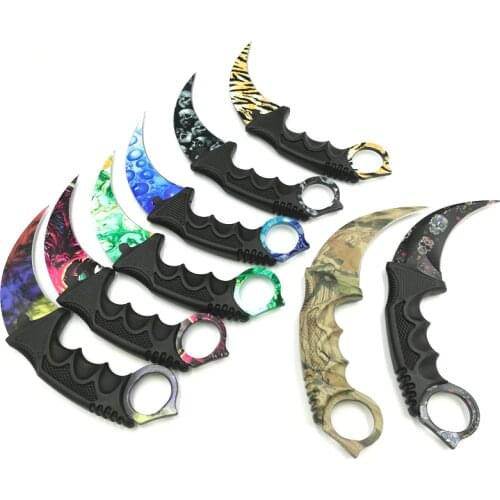 HS Tools CS GO Counter Strike claw Karambit Knife Neck Knife with Sheath Tiger Tooth Real game Knife camping Knife
