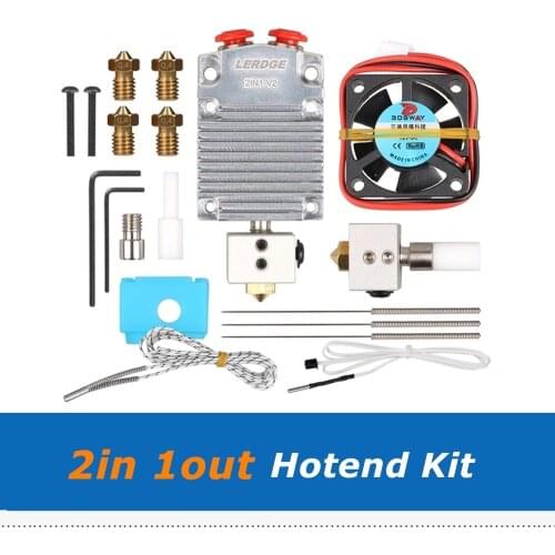 2IN1-V2 Hontend 2 In 1 Out Hotend Kit Set 0.4mm/1.75mm Nozzle Dual Color Switching With Heater Cable For DIY 3D Printer Parts