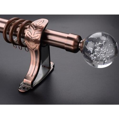 Bubble crystal ball design plated quality loading 28mm/1-1/8-IN diameter Single metal curtain rod including finials+brackets
