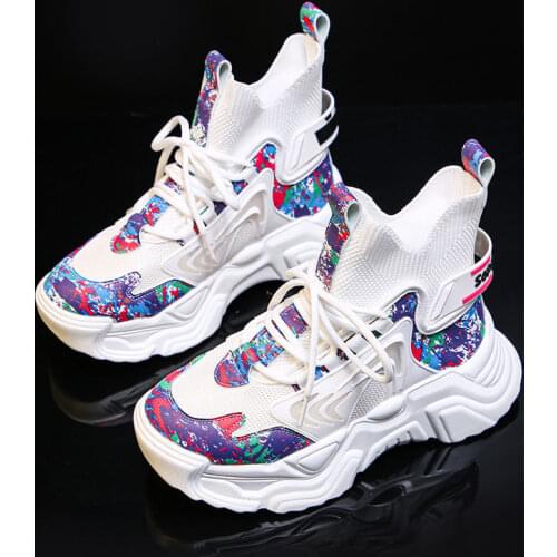 Autumn High Top Chunky Sneakers for Women Slip on Sock Platform Casual Fashion Womens Dad Shoes for Walking Running Comfort