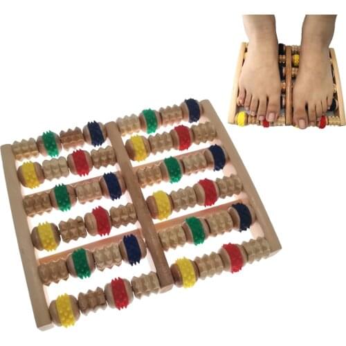 6 Rows Wooden Foot Massager Roller Heath Therapy Acupressure Relax Massage Pain Stress Relief Shiatsu Roller Feet Care Massager