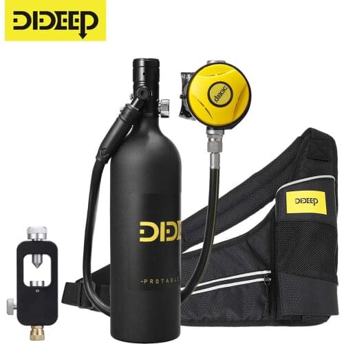 DIDEEP X4000Pro Mini 1L Scuba Diving Tank Oxygen Cylinder Underwater Diving Set Air Oxygen Tank W/ Adapter & Storage Bag Black