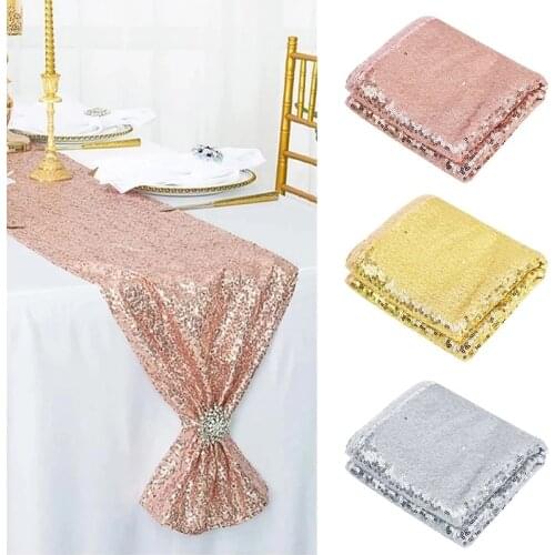 Sequin Table Runner Luxury Rose Gold Silver Table Runners Modern Sequin Table Runner For Party Table Cloth Wedding Decoration