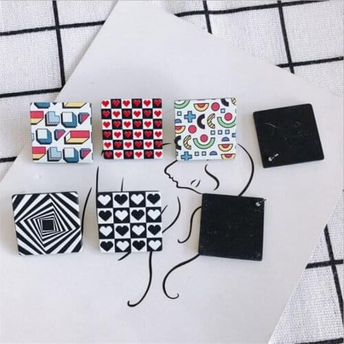 20pcs/lot new creative acrylic square earrings settings charm connectors for diy earrings ornament pendant jewelry accessories