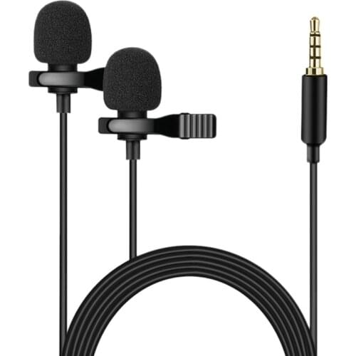 Lavalier Microphone,Two-Head Lavalier Microphone for Notebooks, Cameras, Tablets and Recorders