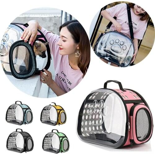 Portable Foldable Pet Dogs Cat Shoulder Bag Transparent Cat Carrying Bag Pet Carrier Bag Handbag Puppy Carrier Shoulder Bag