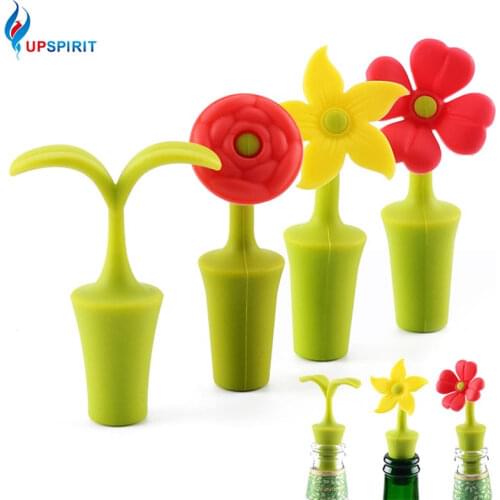 Upspirit Silicone Flower Wine Stopper Reusable Beer Champagne Whiskey Bottle Cork Vacuum Sealed Cover Bar Accessories Barware