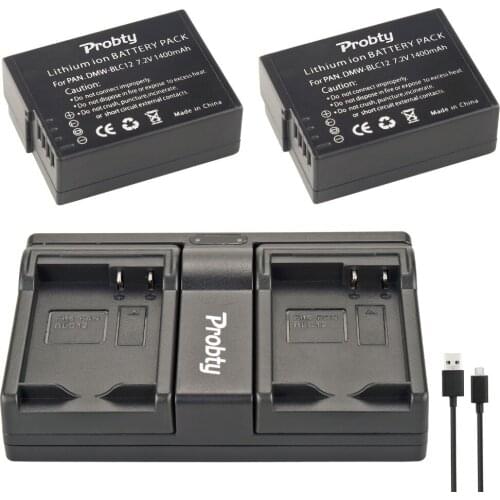 PROBTY 2pcs DMW-BLC12 DMW BLC12 Camera Battery + USB Dual Charger For Panasonic Lumix DMC-FZ200 DMC FZ200 G5 G6 GH2 BTC6