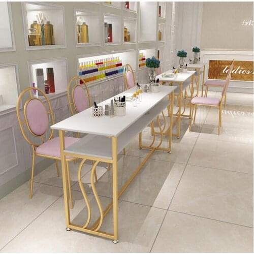 Simple modern double-layer solid wood manicure table and chair set