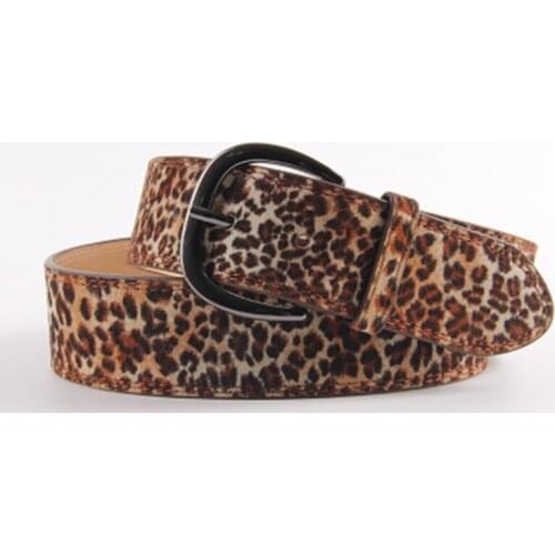 105cm Pigskin Women Leopard Print Pin Buckle Leather Waist Belts Jeans Belt Female