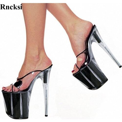 Rncksi 20cm Womens Ultra High Heel Shoes Queen Platform Shoes Heart-Shaped Party Slippers Sexy Slippers 8 Inch High Heel Shoes